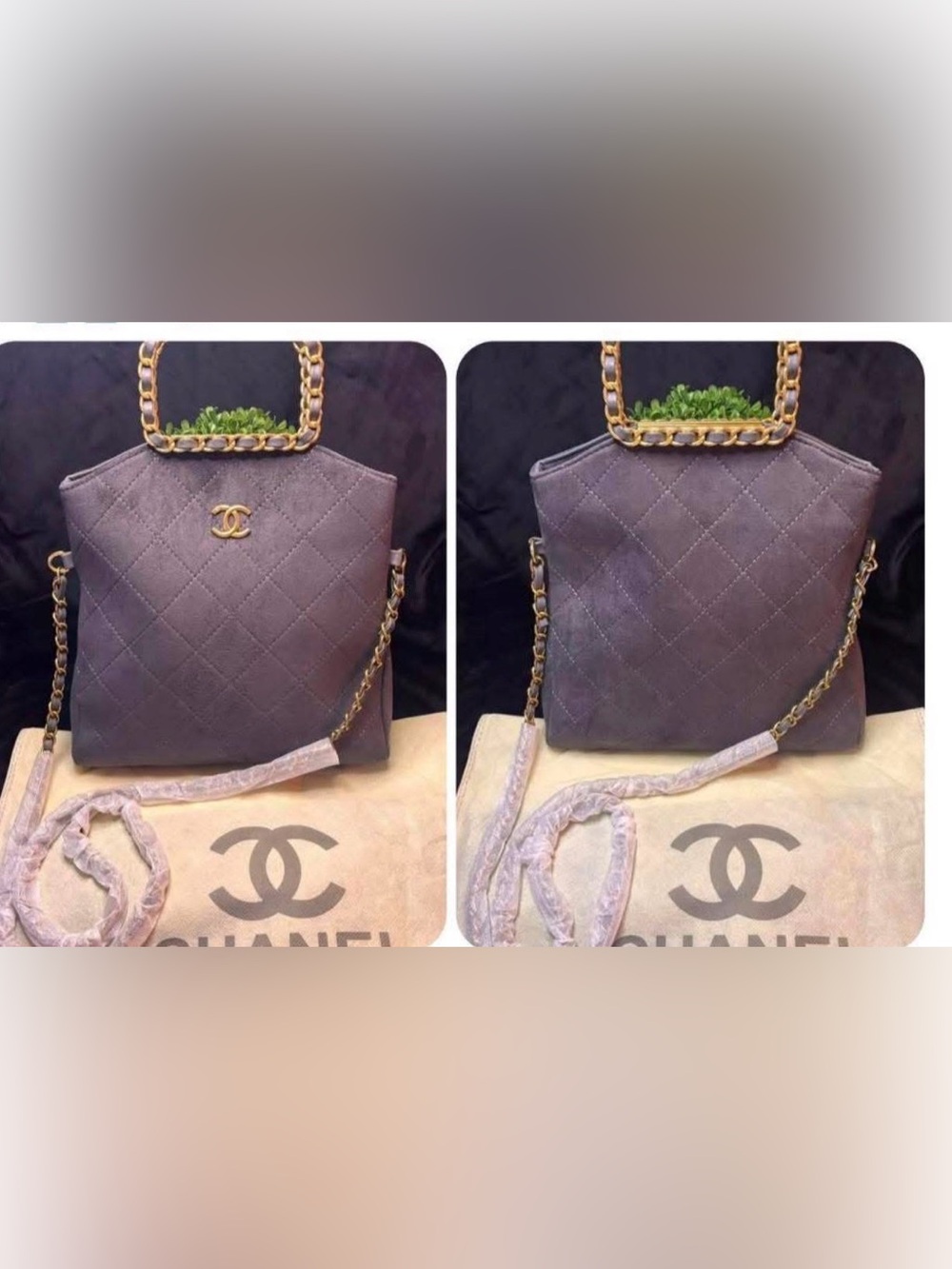 Chanel Suede Quilted Shoulder Bag